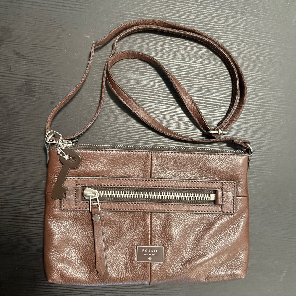 Fossil Brown Leather Crossbody Bag